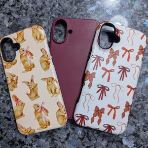 Bunny & Bow Pattern iPhone Cases — Cream, Ivory & Mauve